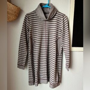 Mystree Long Sleeve Cowl Neck Striped Tunic Dress